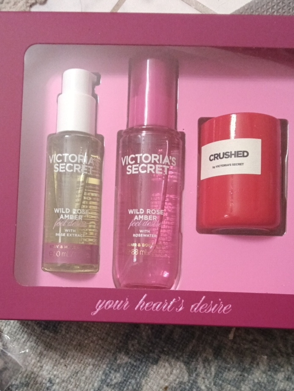 Victoria's Secret Wild Rose Amber Gift Set - Pink & Red